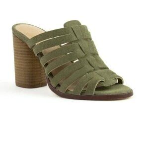 Crevo Women Hazelle Suede Block Heel Slide Sandals Sage Green